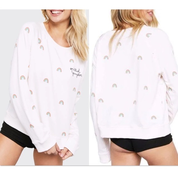 Spiritual Gangster Tops - Spiritual Gangster Sig Gemma white multicolor rainbow sweatshirt